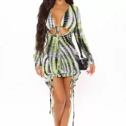Fashion Nova Watch Me Ruche Tie Dye Mini Dress - Green 22 Fashion Nova Watch Me Ruche Tie Dye Mini Dress - Green -Fashion Nova Dresses Shop 08 27 20Studio2 BR 12 34 39 20 D1440 Green 1 KL