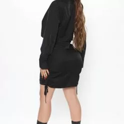 Fashion Nova Wisdom Ruched Shirt Dress - Black -Fashion Nova Dresses Shop 08 27 21Set2 DM ES 11 41 06 34 HF21G622 Black 0325 KS