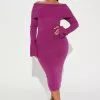 Fashion Nova Miana Sweater Midi Dress - Magenta