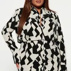 Fashion Nova All Fax No Printer Shirt Dress - Off White/combo -Fashion Nova Dresses Shop 08 29 22Studio4 KS AC 09 50 24 7 ID5204 Offwhitecombo 7584 PLUS EH