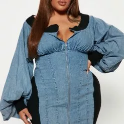 Fashion Nova Stassie Denim Mini Dress - Medium Wash -Fashion Nova Dresses Shop 08 29 22Studio4 KS AC 15 12 20 53 D2497FN MediumWash 8124 PLUS JB
