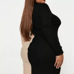 Fashion Nova Split Into Two Sweater Midi Dress - Black/combo -Fashion Nova Dresses Shop 08 29 22Studio4 KS AC 15 24 47 58 RDAE6842FN Blackcombo 8172 PLUS JB