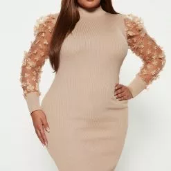 Fashion Nova Sheer Luck Sweater Midi Dress - Taupe -Fashion Nova Dresses Shop 08 29 22Studio4 KS AC 15 50 15 66 RDAD2530FN Taupe 8240 PLUS PB