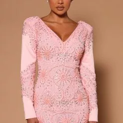 Fashion Nova Sabrina Embroidered Mini Dress - Pink