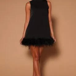 Fashion Nova Delia Feather Trim Mini Dress - Black -Fashion Nova Dresses Shop 08 29 22Studio7 ME KP 10 54 21 18 GWQ5191 Black 2107 JB
