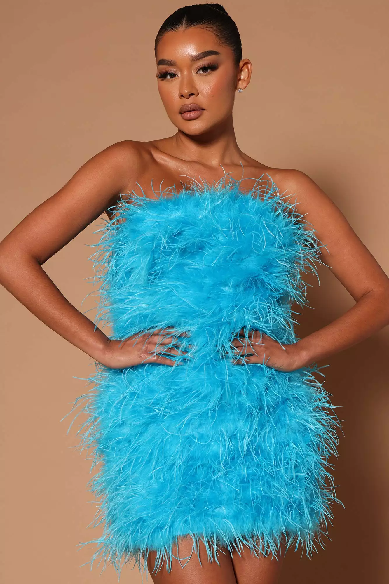 Fashion Nova Hanna Feather Tube Mini Dress - Turquoise 4 Fashion Nova Hanna Feather Tube Mini Dress - Turquoise - Image 2