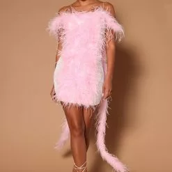 Fashion Nova Jamie Feather Sequin Mini Dress - Pink