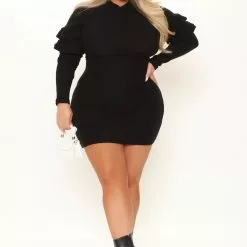 Fashion Nova Mauna Long Sleeve Mini Dress - Black -Fashion Nova Dresses Shop 08 30 21Studio5 CE 15 08 37 51 RD33752L Black 14882 PLUS DC