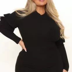 Fashion Nova Mauna Long Sleeve Mini Dress - Black -Fashion Nova Dresses Shop 08 30 21Studio5 CE 15 08 55 51 RD33752L Black 14892 PLUS DC