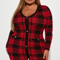 Fashion Nova Places To Be Plaid Mini Dress - Red/Black -Fashion Nova Dresses Shop 08 30 22Studio2 KS AC 15 33 28 51 J3H0436S RedBlack 0875 PLUS ES