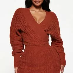 Fashion Nova Zairah Sweater Mini Dress - Camel