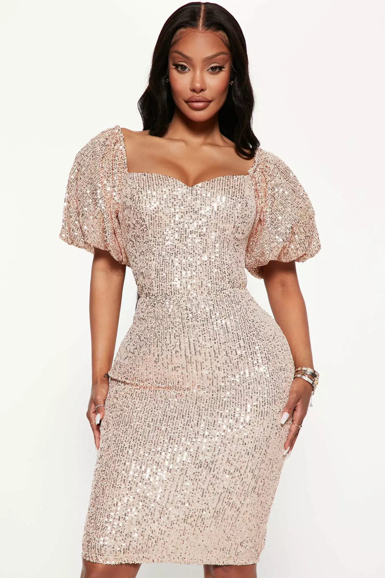 Fashion Nova God's Gift Sequin Midi Dress - Rose Gold 4 Fashion Nova God's Gift Sequin Midi Dress - Rose Gold - Image 2