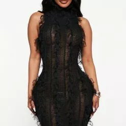 Fashion Nova Tall So Dramatic Mesh Mini Dress - Black