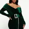 Fashion Nova More Joy Velvet Mini Dress - Emerald