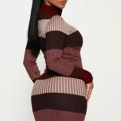 Fashion Nova Becca Sweater Midi Dress - Burgundy/combo -Fashion Nova Dresses Shop 08 30 22Studio4 DD DJ 11 55 47 33 RDAA8280 Burgundycombo 8543 JB