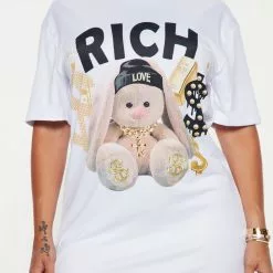 Fashion Nova Forever Rich T-Shirt Dress - White -Fashion Nova Dresses Shop 08 30 22Studio4 DD DJ 15 44 52 69 D1424 White 8795 JB