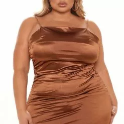 Fashion Nova Sweeter Than You Satin Mini Dress - Mocha -Fashion Nova Dresses Shop 08 31 21Studio1 CE RL 13 25 23 33 BC2051 Mocha 1195 PLUS KS