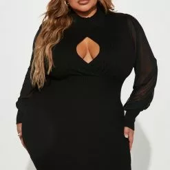 Fashion Nova Zayna Sweater Mini Dress - Black -Fashion Nova Dresses Shop 08 31 22Studio1 RD DJ 11 46 12 13 RDAE6912FN Black 10164 ES PLUS