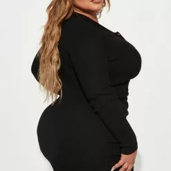 Fashion Nova Kaley Sweater Mini Dress - Black -Fashion Nova Dresses Shop 08 31 22Studio1 RD DJ 12 06 45 17 RDAE7420FN Black 10209 PLUS SG