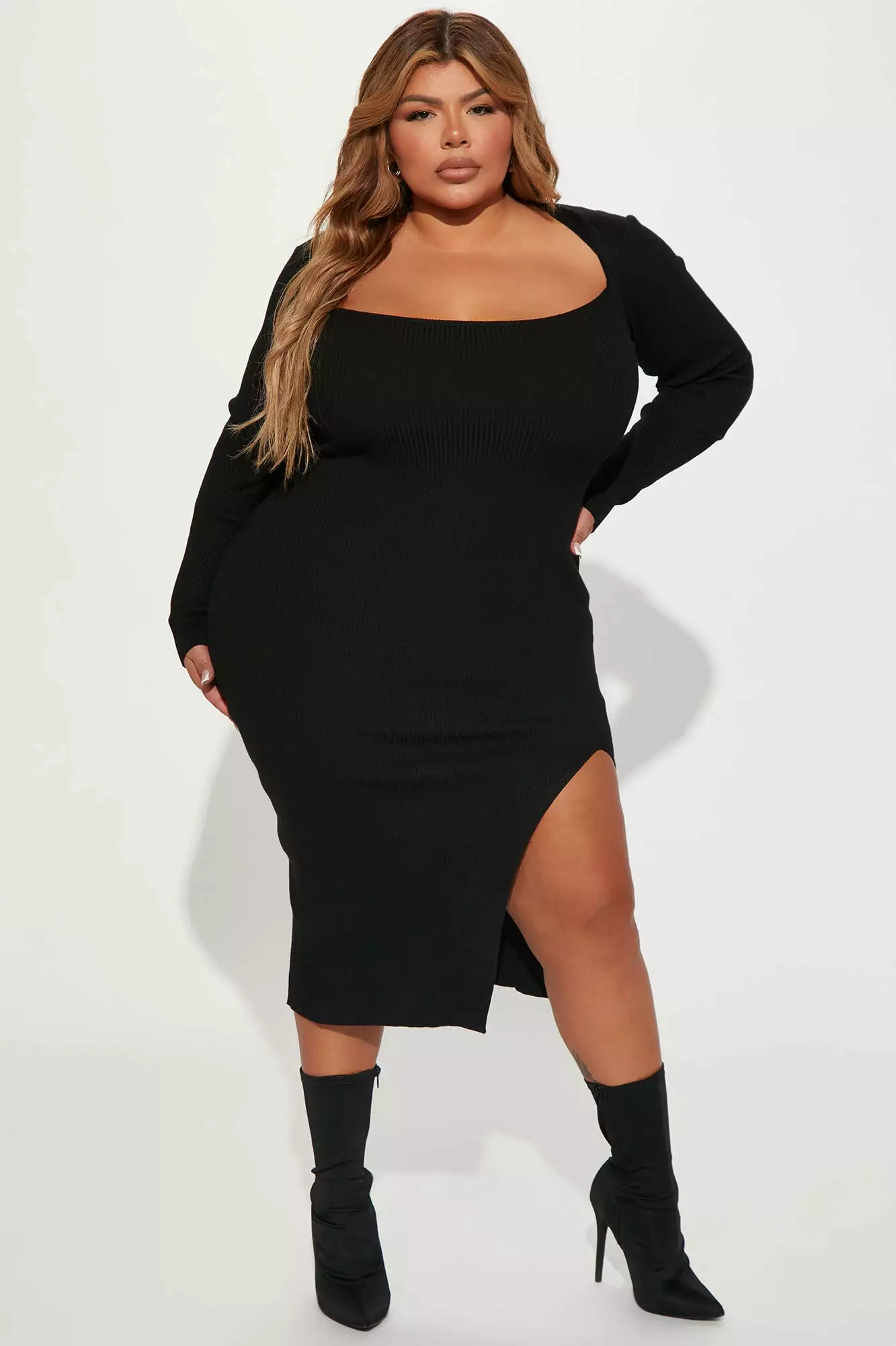 Fashion Nova In The Name Of Love Sweater Midi Dress - Black 6 Fashion Nova In The Name Of Love Sweater Midi Dress - Black - Image 4