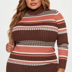 Fashion Nova Savy Striped Midi Dress - Brown/combo -Fashion Nova Dresses Shop 08 31 22Studio1 RD DJ 13 33 21 21 RDAD3171FN Brown combo 10236 JB PLUS