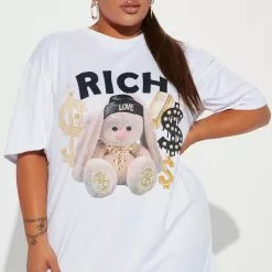 Fashion Nova Forever Rich T-Shirt Dress - White -Fashion Nova Dresses Shop 08 31 22Studio2 DD IM 09 45 06 4 D1424 White 0142 PLUS EH