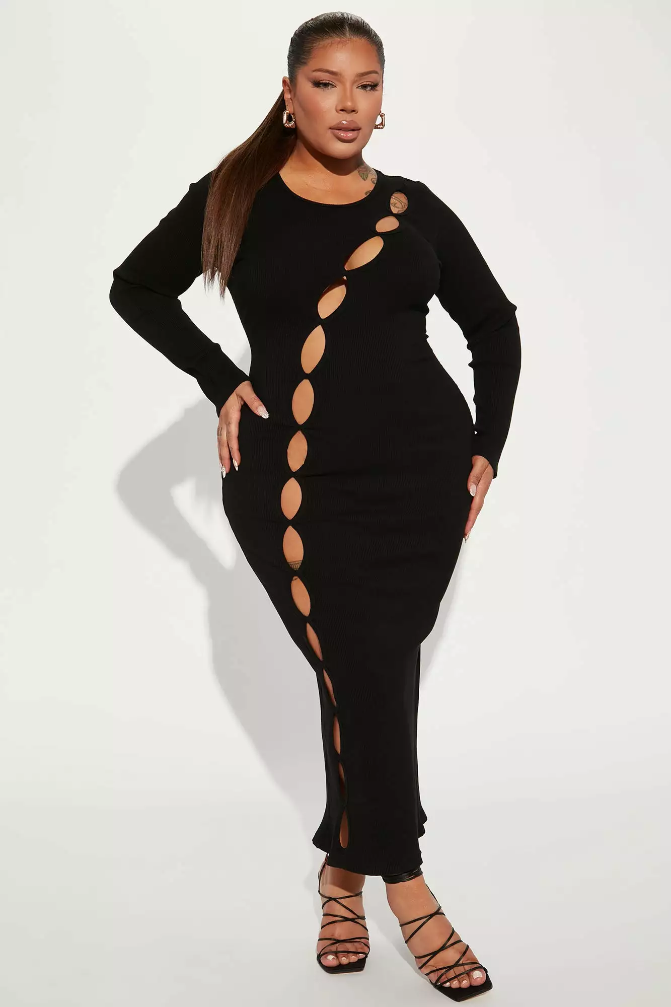 Fashion Nova Cutting Edge Thick Rib Maxi Dress - Black 6 Fashion Nova Cutting Edge Thick Rib Maxi Dress - Black - Image 4