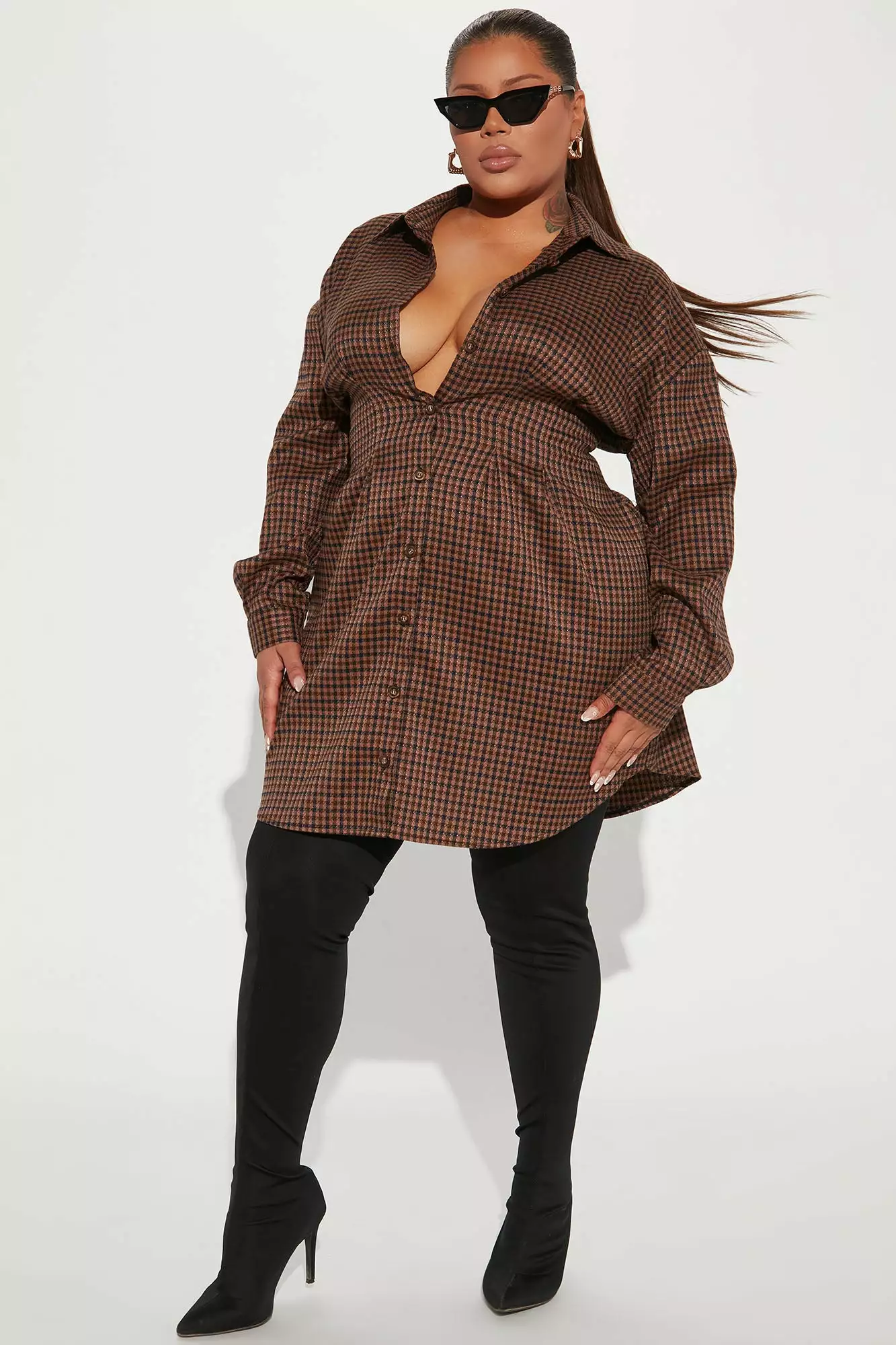 Fashion Nova Central Park Shirt Dress - Brown/combo 6 Fashion Nova Central Park Shirt Dress - Brown/combo - Image 4