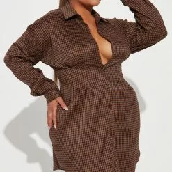 Fashion Nova Central Park Shirt Dress - Brown/combo 12 Fashion Nova Central Park Shirt Dress - Brown/combo -Fashion Nova Dresses Shop 08 31 22Studio2 DD IM 11 42 56 29 HF22H401 Browncombo 0438 PLUS ES