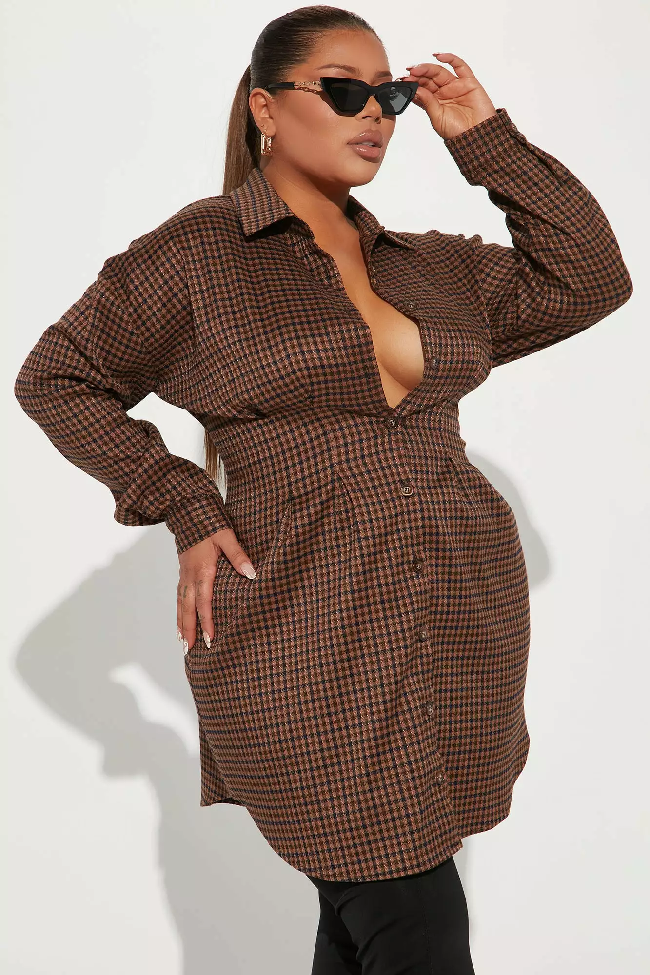 Fashion Nova Central Park Shirt Dress - Brown/combo 7 Fashion Nova Central Park Shirt Dress - Brown/combo - Image 5
