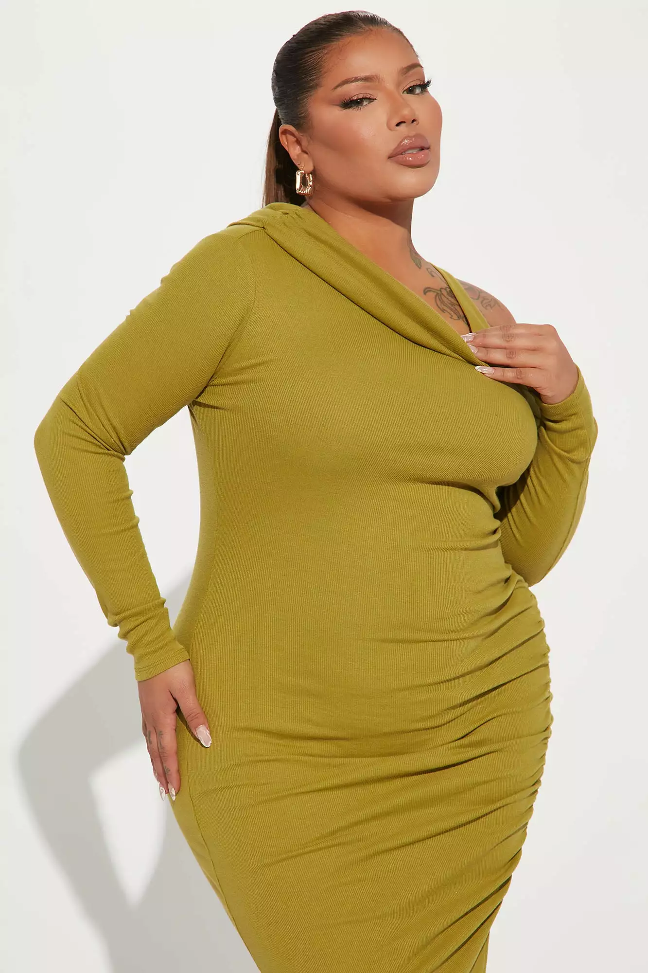 Fashion Nova Not Again Midi Dress - Olive 7 Fashion Nova Not Again Midi Dress - Olive - Image 5