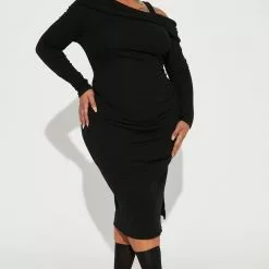 Fashion Nova Not Again Midi Dress - Black -Fashion Nova Dresses Shop 08 31 22Studio2 DD IM 15 48 04 58 HF22H200 Black 0874 PLUS KS