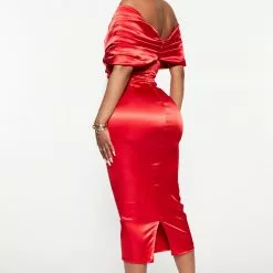 Fashion Nova She's Elegant Satin Midi Dress - Red -Fashion Nova Dresses Shop 08 31 22Studio3 ME RL 16 02 42 34 74089 Red 0909 EH
