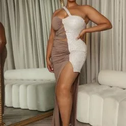 Fashion Nova Illuminate The Night Maxi Dress - Taupe -Fashion Nova Dresses Shop 08 31 22Studio4 KS KP 10 18 28 10 LD7262BFN Taupe 4876 PLUS EH