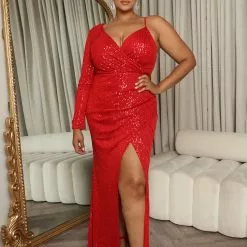 Fashion Nova Pretty Woman Sequin Maxi Gown - Red -Fashion Nova Dresses Shop 08 31 22Studio4 KS KP 11 16 45 25 2150P1 Red 5031 PLUS KS