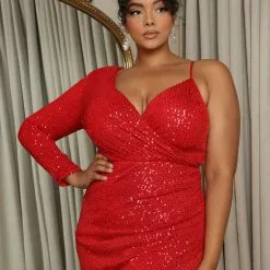 Fashion Nova Pretty Woman Sequin Maxi Gown - Red -Fashion Nova Dresses Shop 08 31 22Studio4 KS KP 11 16 49 25 2150P1 Red 5035 PLUS KS