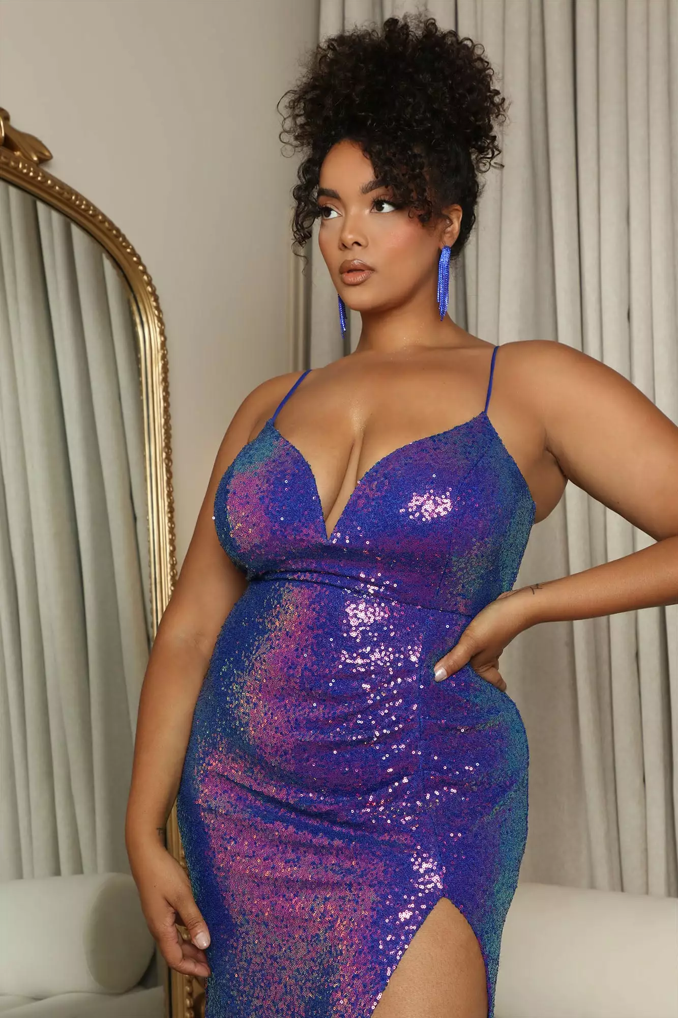 Fashion Nova Making Statements Sequin Maxi Dress - Royal 7 Fashion Nova Making Statements Sequin Maxi Dress - Royal - Image 5
