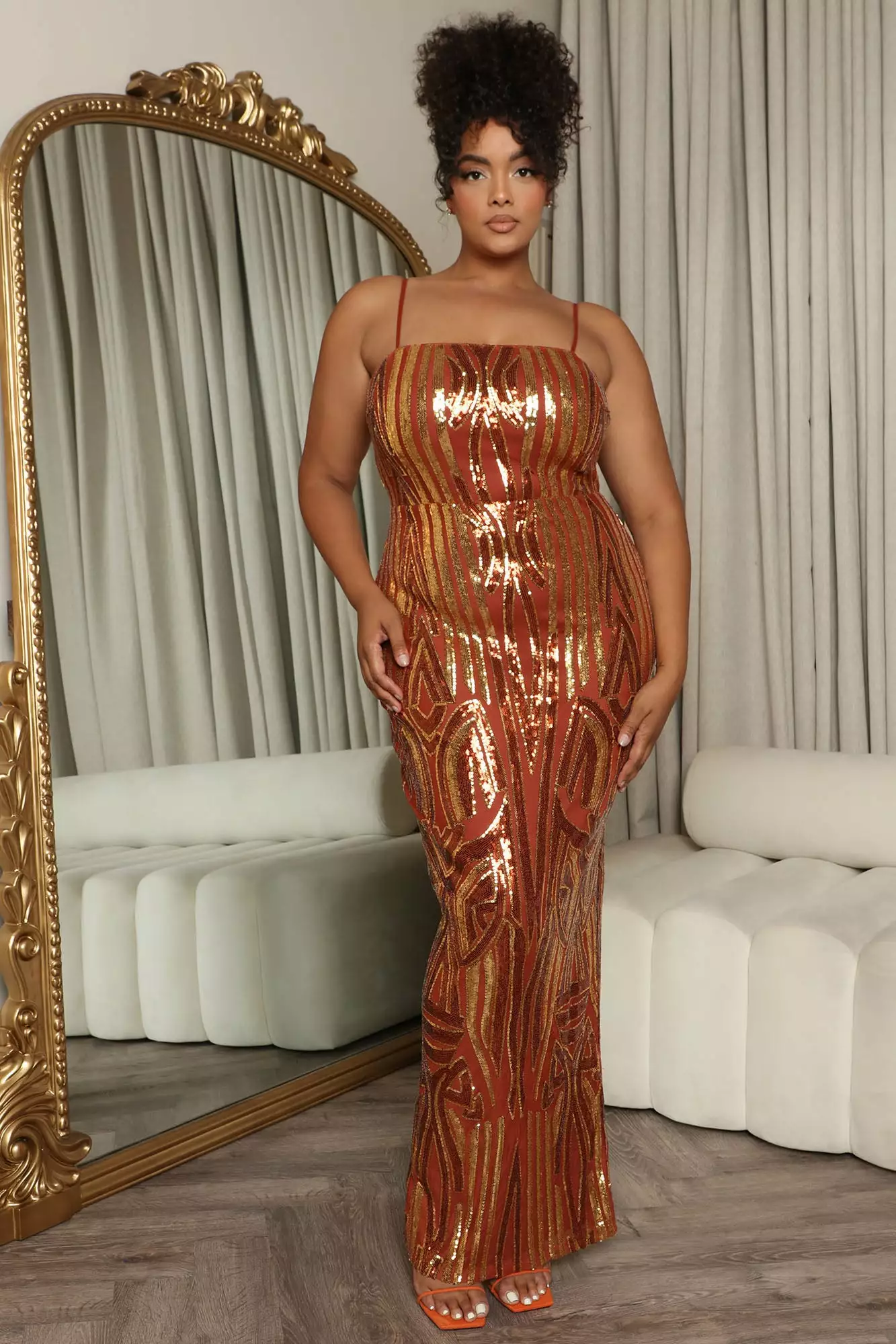 Fashion Nova Raise A Glass Sequin Maxi Dress - Rust/combo 7 Fashion Nova Raise A Glass Sequin Maxi Dress - Rust/combo - Image 5