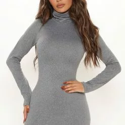 Fashion Nova Higher Up Mini Dress - Charcoal