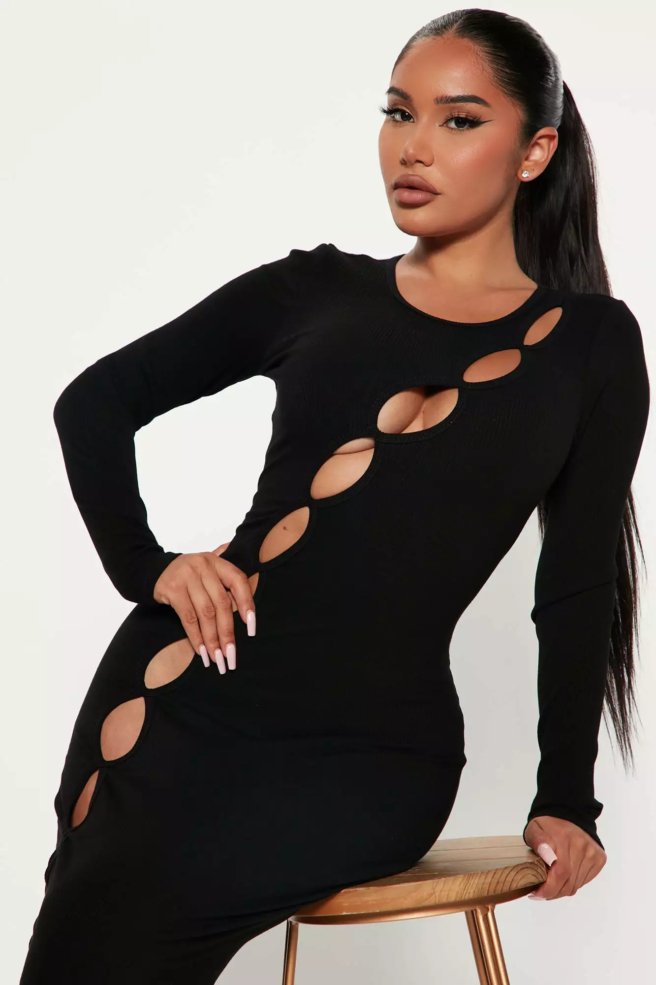 Fashion Nova Cutting Edge Thick Rib Maxi Dress - Black 4 Fashion Nova Cutting Edge Thick Rib Maxi Dress - Black - Image 2