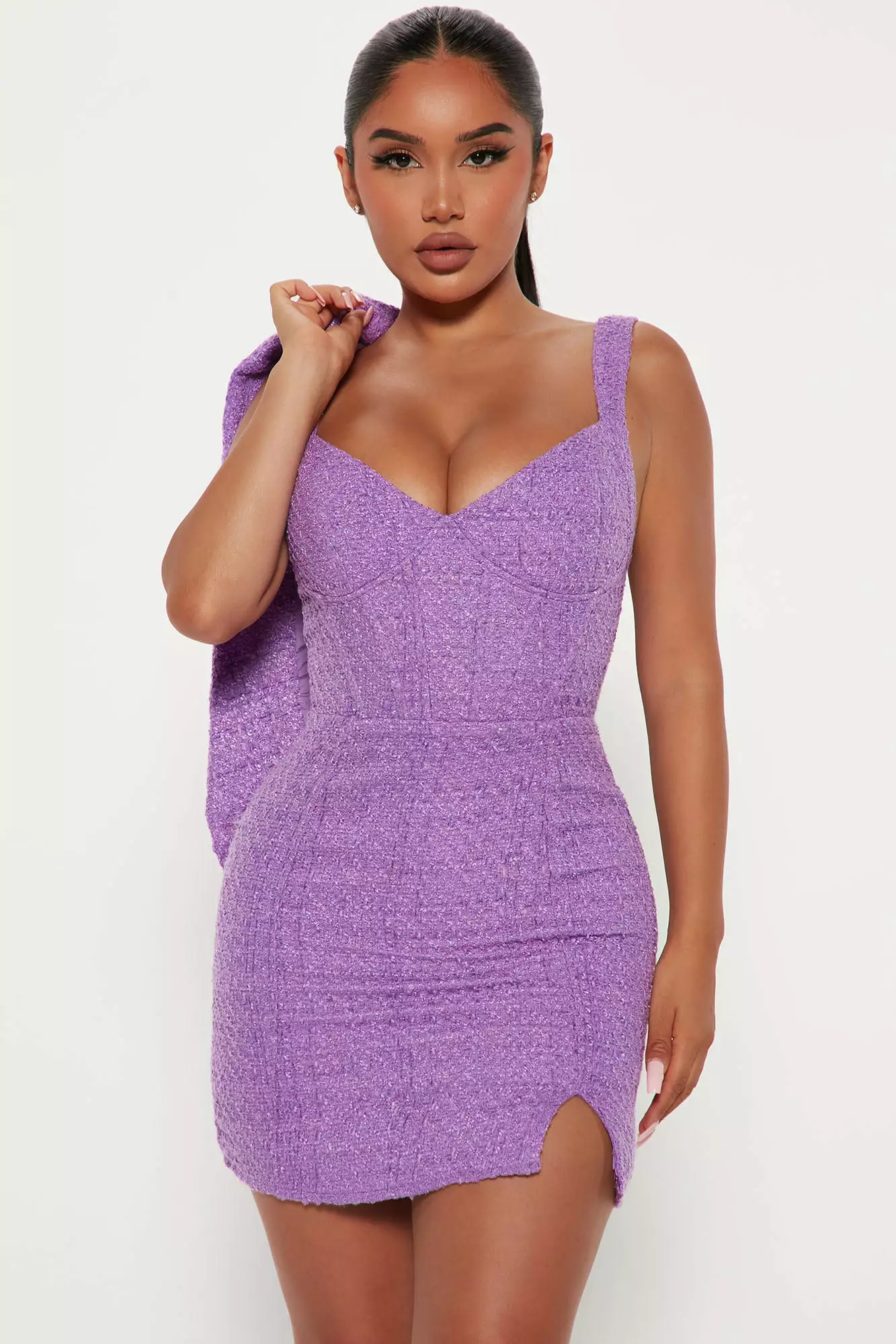 Fashion Nova Talia Tweed Blazer Dress Set - Purple 3 Fashion Nova Talia Tweed Blazer Dress Set - Purple