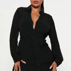Fashion Nova Connect The Dot Shirt Dress - Black