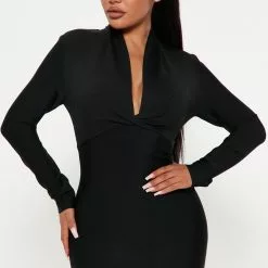 Fashion Nova Classic Long Sleeve Bandage Midi Dress - Black -Fashion Nova Dresses Shop 09 01 22Studio4 KJ IM 11 28 38 28 AD5572 Black 9686 PB