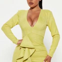 Fashion Nova Head Over Heels Mini Dress - Chartreuse