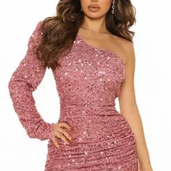 Fashion Nova Olivia Sequin Mini Dress - Pink