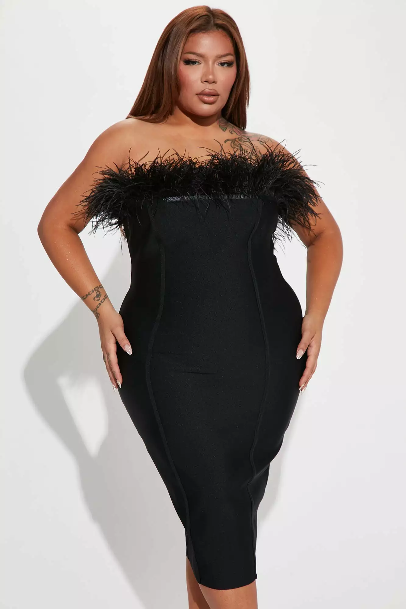 Fashion Nova Serena Bandage Feather Midi Dress - Black 8 Fashion Nova Serena Bandage Feather Midi Dress - Black - Image 6