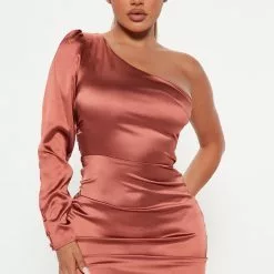 Fashion Nova Rosie Satin Mini Dress - Rose