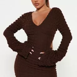 Fashion Nova Tres Poppin' Mini Dress - Chocolate