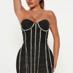 Fashion Nova Buy Me Drinks Mesh Mini Dress - Black