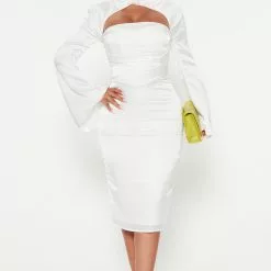 Fashion Nova Sweet Sultry Satin Midi Dress - White